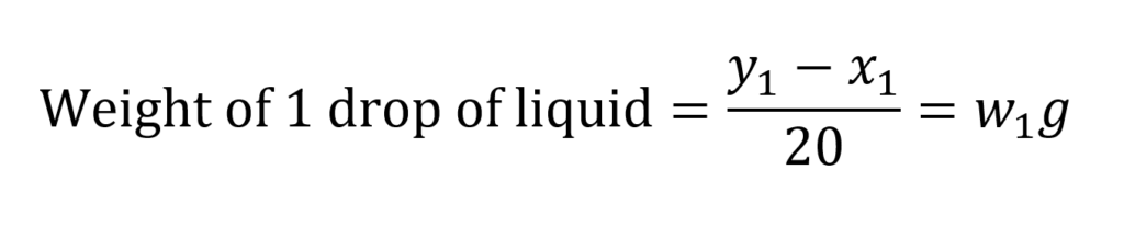 Weight of 1 drop of liquid